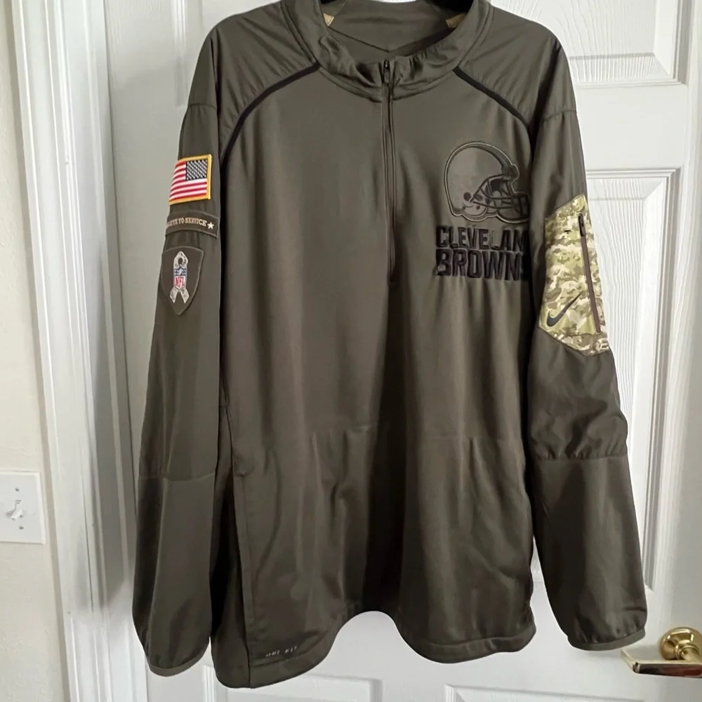 Nike Sz 2XL Salut to Service NFL SnapBack Jacket Brown Men’s 1/4 Xipper